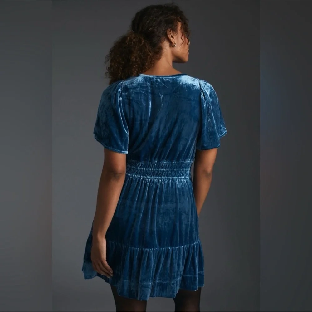 Anthropologie Somerset Blue Velvet Dress - Picture 5 of 9